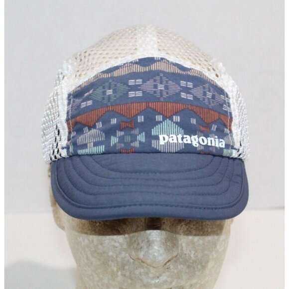 VTG Patagonia 5 Panel Adjustable Hat y2k 90s Graphic Novelty Fishing AZTEC Mesh